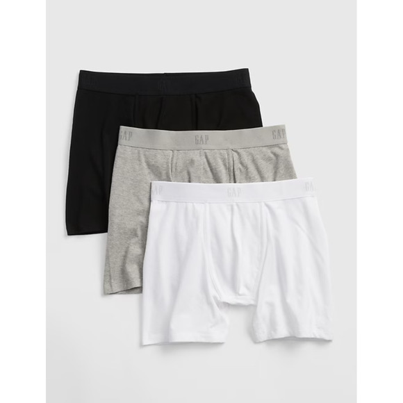 GAP Men 5" Boxer Briefs 3-Pack Black/Gray/White Size M - Picture 1 of 1